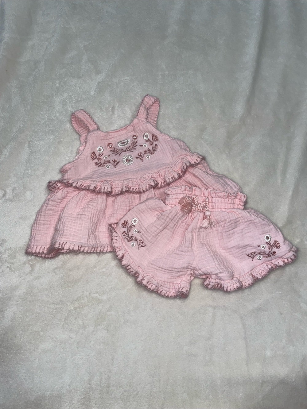 Rachel Zoe Pink Embroidered Tank and Shorts Set